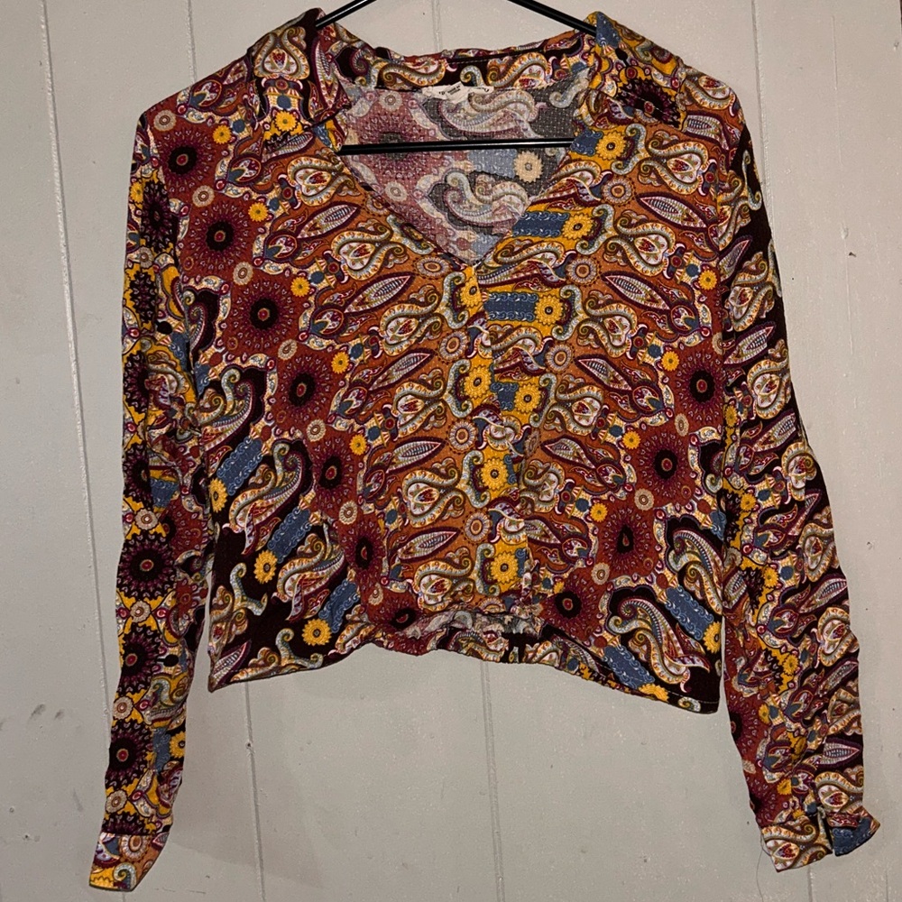 Christian siriano size medium cropped long sleeve blouse
